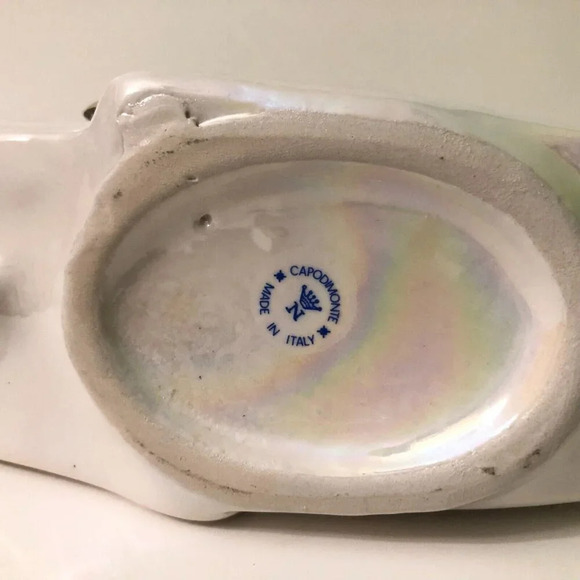 Vintage Capodimonte Fontaine Iridescent Ceramic  Napkin Holder Cameo Italy - Picture 11 of 16